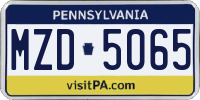 PA license plate MZD5065