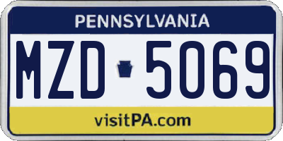 PA license plate MZD5069