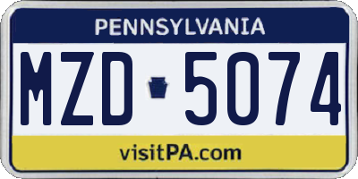 PA license plate MZD5074