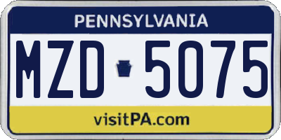 PA license plate MZD5075
