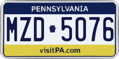 PA license plate MZD5076