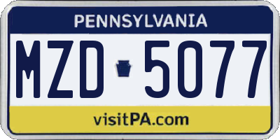 PA license plate MZD5077