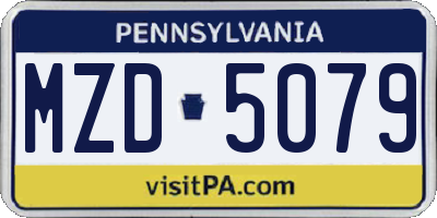 PA license plate MZD5079