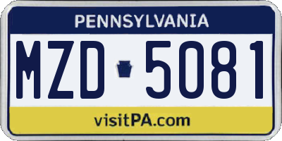 PA license plate MZD5081