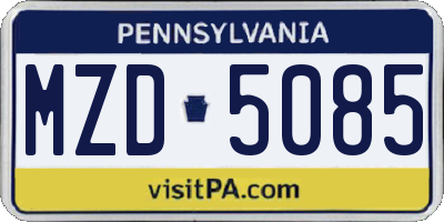 PA license plate MZD5085