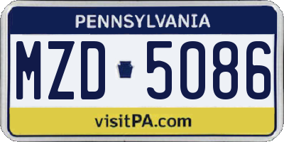 PA license plate MZD5086