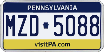 PA license plate MZD5088
