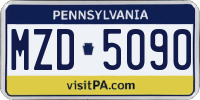 PA license plate MZD5090