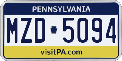 PA license plate MZD5094
