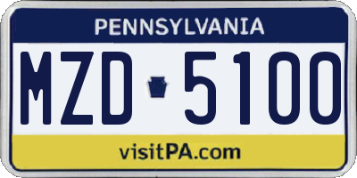 PA license plate MZD5100