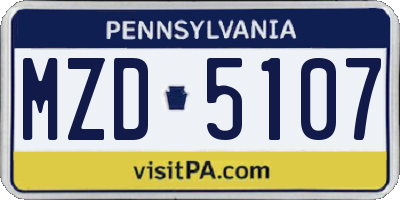 PA license plate MZD5107