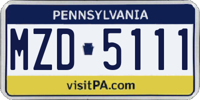PA license plate MZD5111