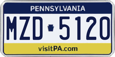 PA license plate MZD5120