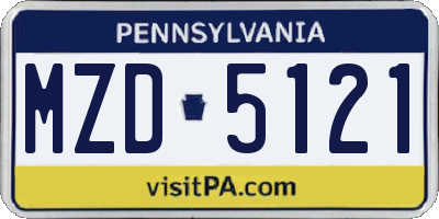 PA license plate MZD5121