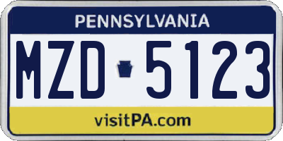 PA license plate MZD5123