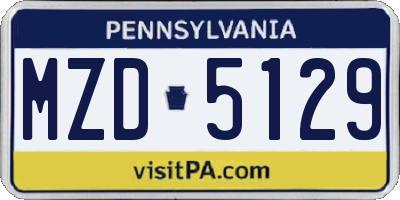 PA license plate MZD5129