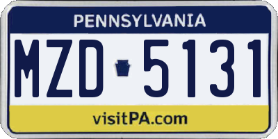 PA license plate MZD5131