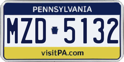 PA license plate MZD5132