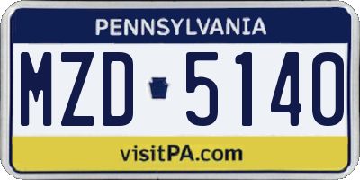 PA license plate MZD5140
