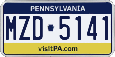 PA license plate MZD5141