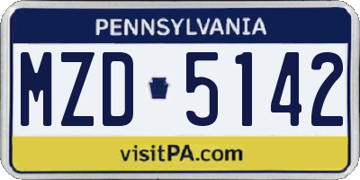PA license plate MZD5142