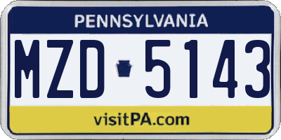 PA license plate MZD5143