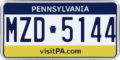 PA license plate MZD5144