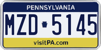 PA license plate MZD5145