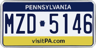 PA license plate MZD5146