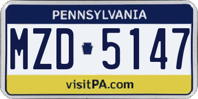 PA license plate MZD5147