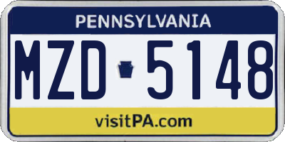 PA license plate MZD5148
