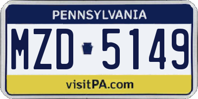 PA license plate MZD5149