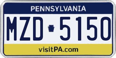 PA license plate MZD5150