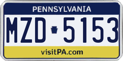 PA license plate MZD5153