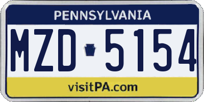 PA license plate MZD5154