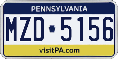 PA license plate MZD5156