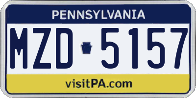 PA license plate MZD5157