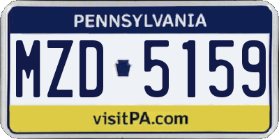 PA license plate MZD5159