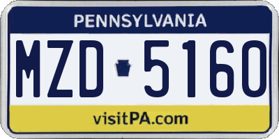 PA license plate MZD5160