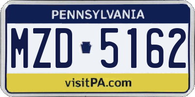 PA license plate MZD5162
