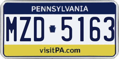 PA license plate MZD5163
