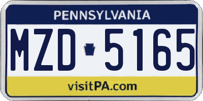 PA license plate MZD5165