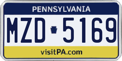 PA license plate MZD5169