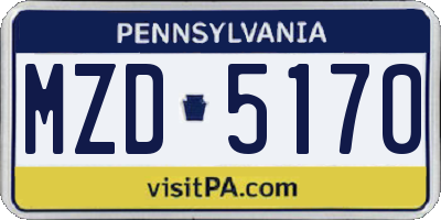 PA license plate MZD5170