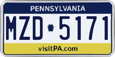 PA license plate MZD5171