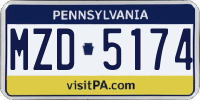 PA license plate MZD5174