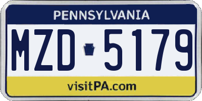 PA license plate MZD5179