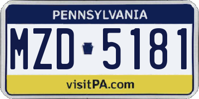 PA license plate MZD5181
