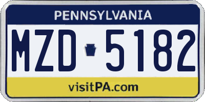 PA license plate MZD5182