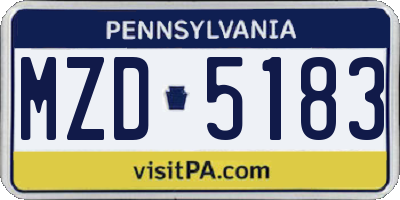 PA license plate MZD5183
